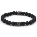 Volcanic Stone Bracelet for Men Lava Wooden  Beads Bracelet Tibetan