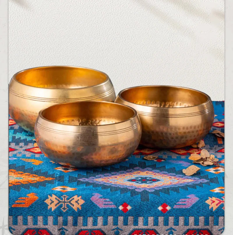 Tibetan Handmade Brass Singing Bowl, Yoga Meditation Bowl for Sound