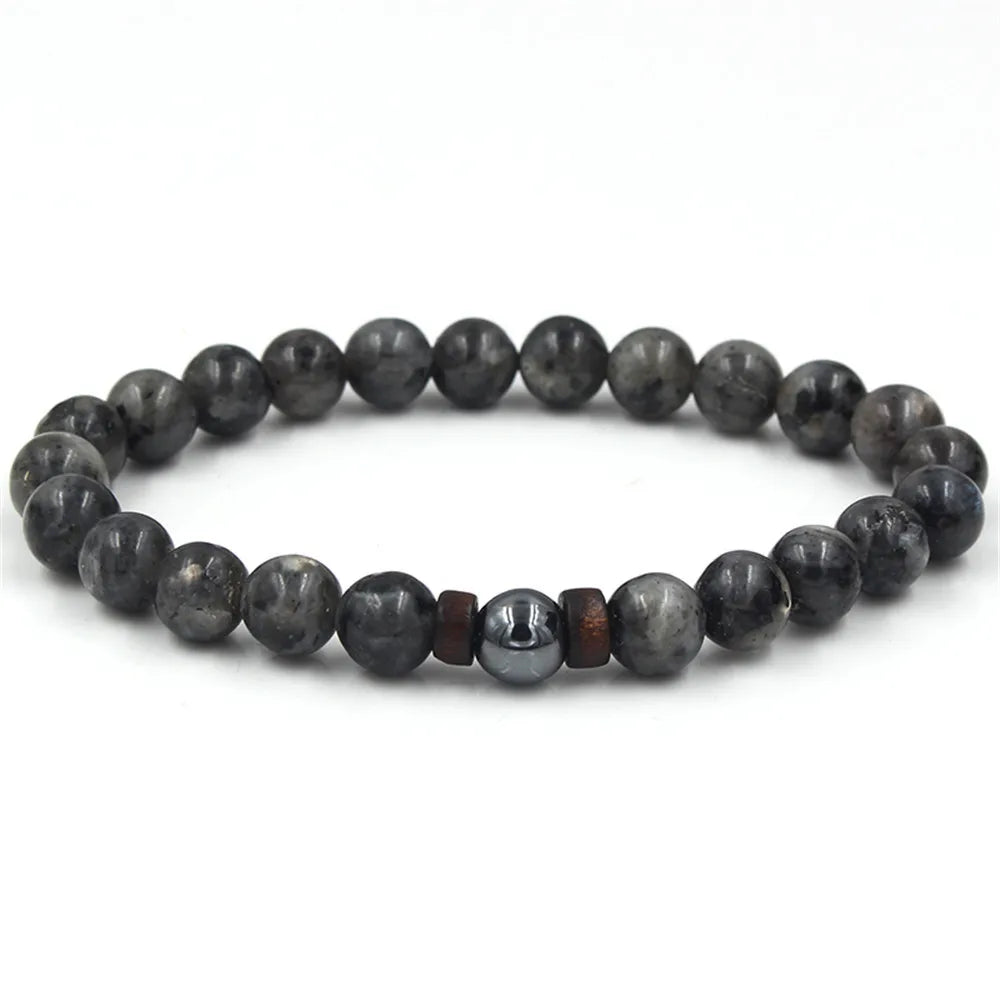 Volcanic Stone Bracelet for Men Lava Wooden  Beads Bracelet Tibetan